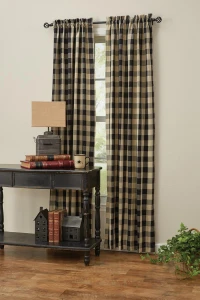 Wicklow Black Check Curtains and Valances - 762242401273