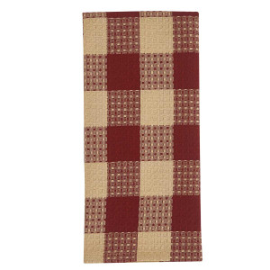 Wicklow Garnet Check Waffle Dishtowel - 762242021457