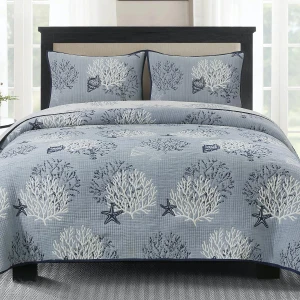 Seaside Denim Jacquard Coverlet Set - 008246718789