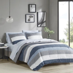 Jaxon Stripe Comforter Set with Bed Sheets - 022164226386