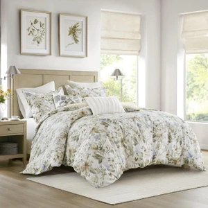 Herbal 5 Piece Cotton Sateen Print Duvet Set Collection -