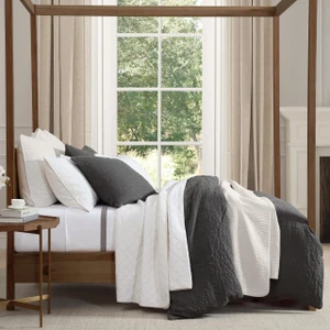 Porto Matelassé Charcoal Duvet Cover Set - 840118833387