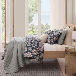 Derby Washed Linen Sapphire Comforter Set - 840118830584