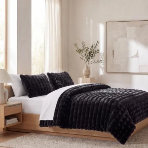 Cottontail Faux Fur Black Comforter Set - 840118840972