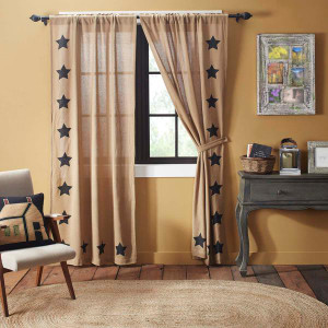 Burlap w/ Stencil Stars Curtain Collection -