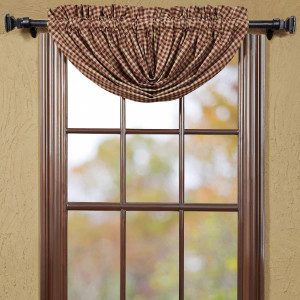 Burgundy Check Balloon Valance - 841985011854