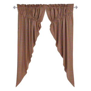 Patriotic Patch Plaid Prairie Curtain Set - 840528130762