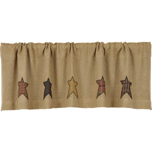 Stratton Burlap Applique Star Valance - 840528102684