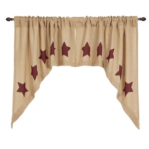 Burlap w/ Stencil Stars Swag Set - 840528125737