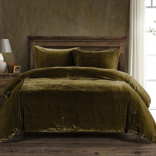 Stella Green Ochre Silk Velvet Quilt Set by HiEnd Accents | Paul's