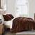 Stella Faux Silk Double Box Stitch Copper Brown Quilt Set - 840118817141
