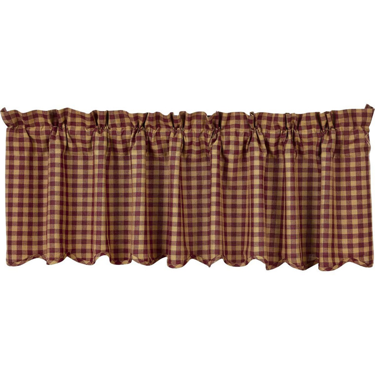 Burgundy Farmhouse Check Valance - 841985081284