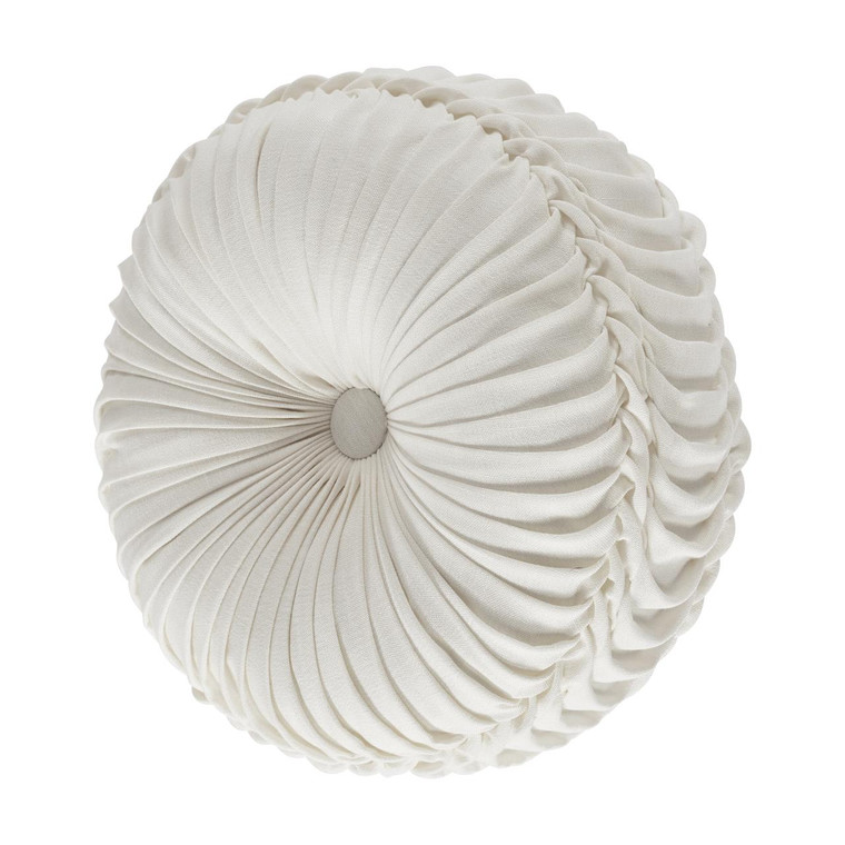 Lauralynn Beige Tufted Round Pillow - 193842103357