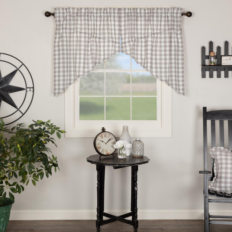 Annie Buffalo Grey Check Prairie Swag Set - 840528165160