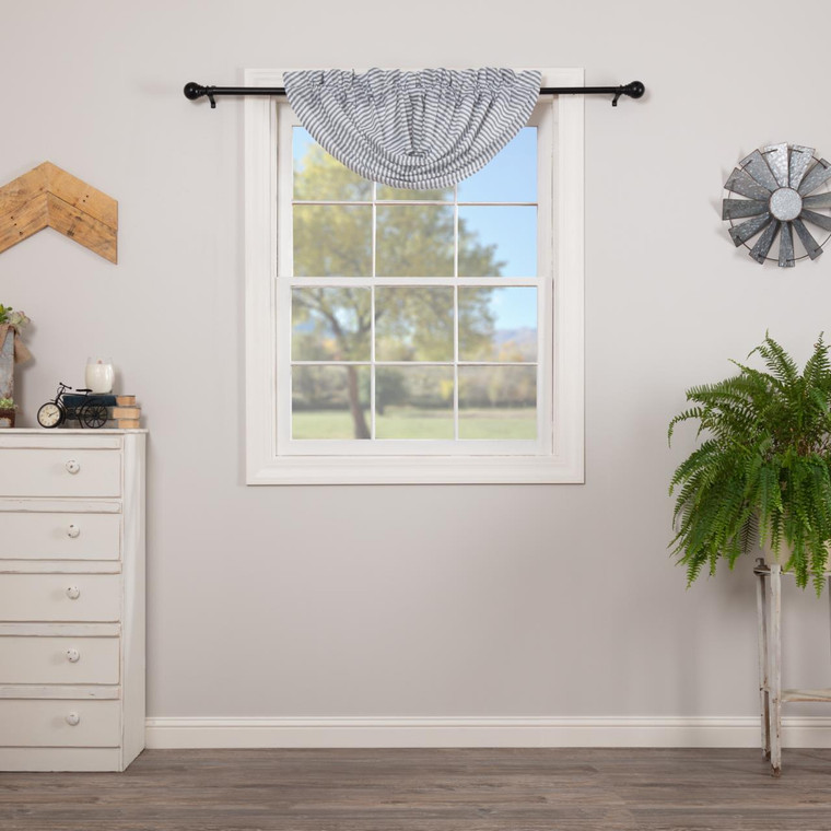 Sawyer Mill Blue Ticking Stripe Balloon Valance - 840528180477