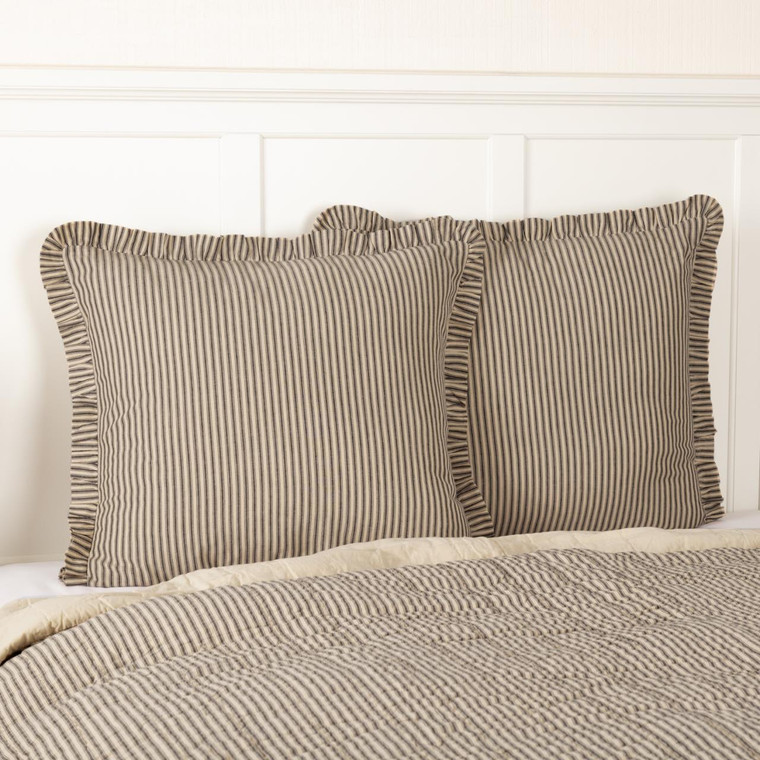 Sawyer Mill Charcoal Ticking Stripe Fabric Euro Sham - 840528180842