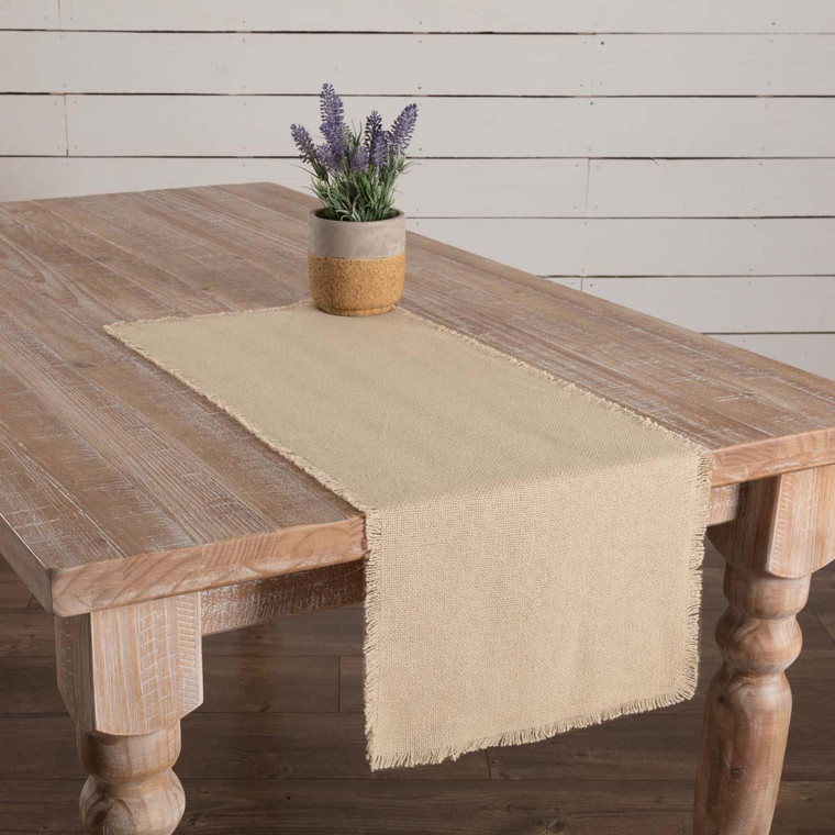 Burlap Vintage Runner Fringed - 840528168116