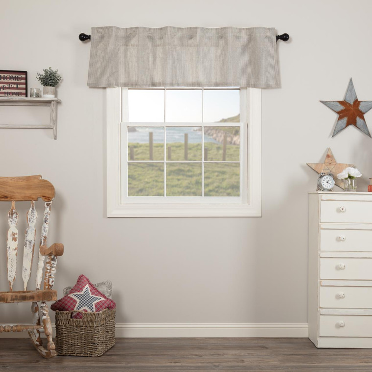 Hatteras Seersucker Blue Ticking Stripe Valance - 840528183485
