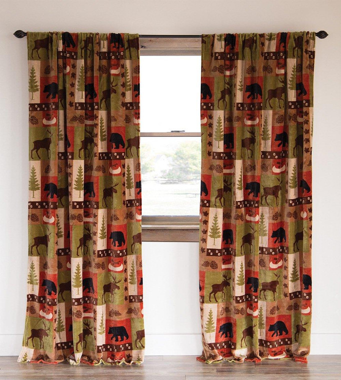 Patchwork Lodge Rustic Cabin Curtain Pair - 357311308630
