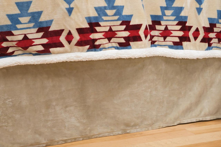 Solid Cream Plush Velvet Bed Skirt - 357311293790