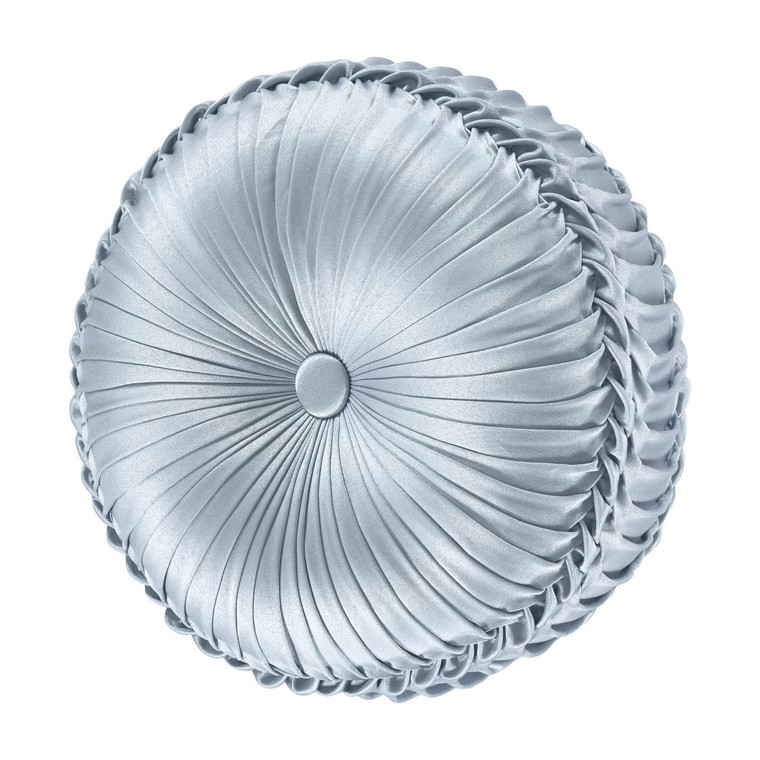 Malita Powder Blue Tufted Round Pillow - 193842117217