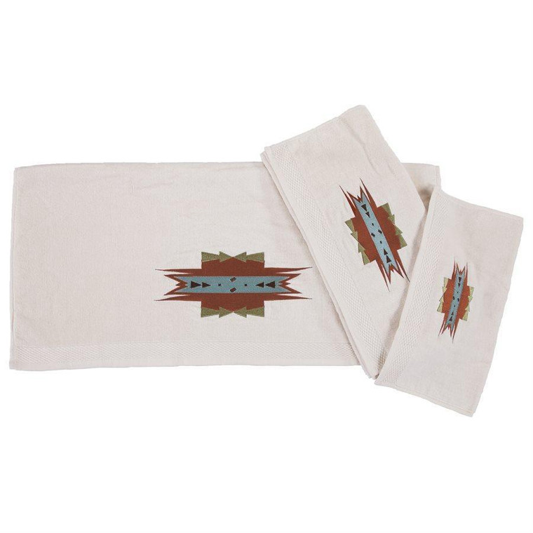Mesa Embroidered Cream 3 Piece  Towel Set  set of 2 - 819652023943