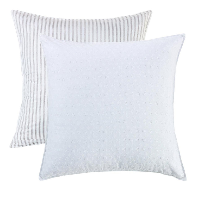 Reversible Striped and Eyelet Euro Sham - 813654022812