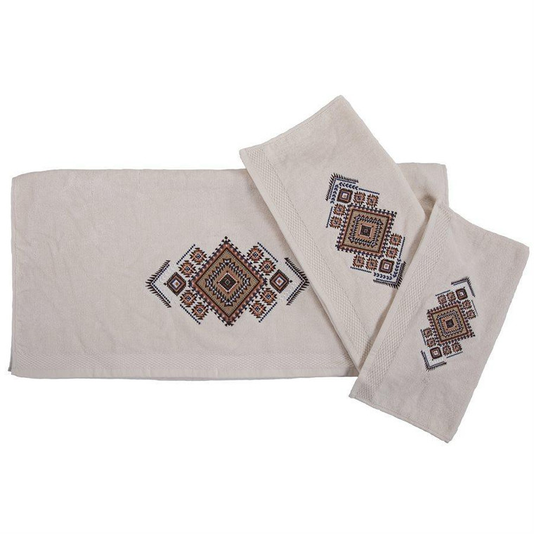 Sedona Aztec Embroidery Bath Towel Set  of Two 3 Piece - 819652023912