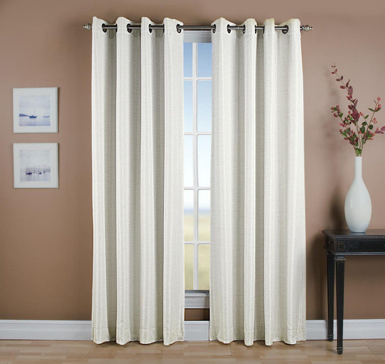 Grass Cloth Solid Color Insulated Curtains -