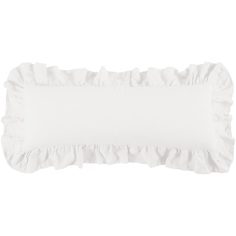 Washed Linen Ruffled Lumbar Pillow - 819652027958