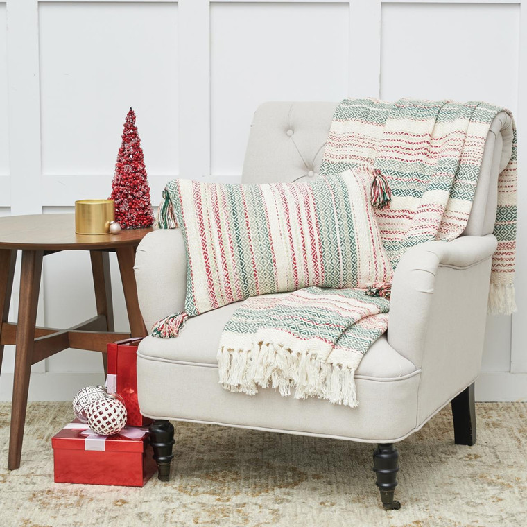 Cozy Nordic Christmas Red/Green Throw - 8246785156