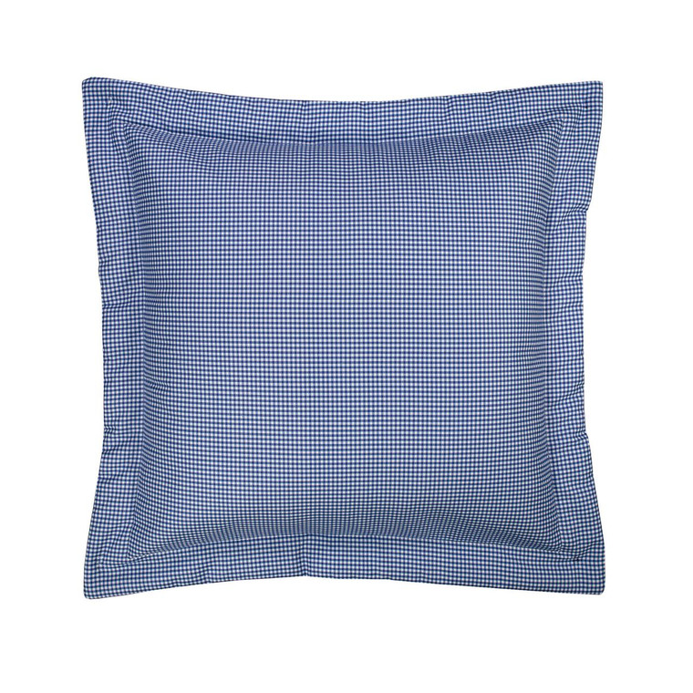 Melanie Buttercream Blue Check Euro Sham - 138641295582