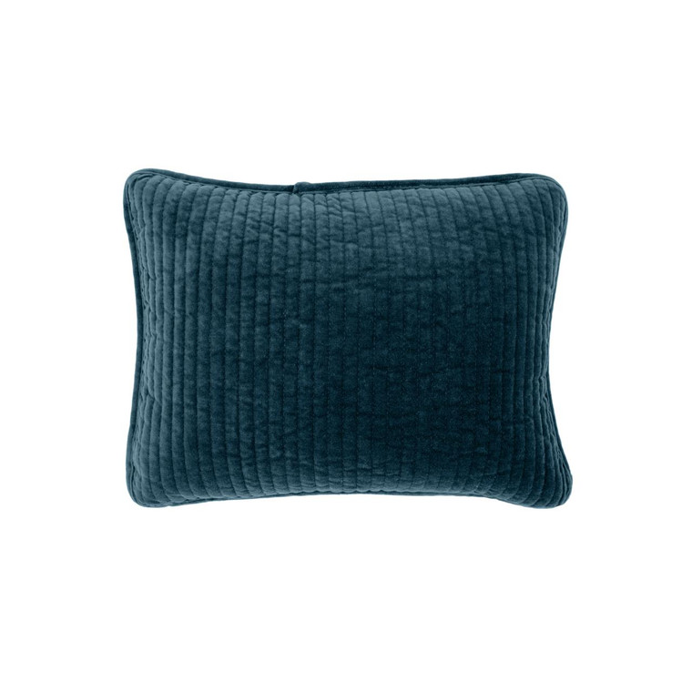Stonewashed Cotton Deep Blue Velvet Boudoir Pillow - 840118800372