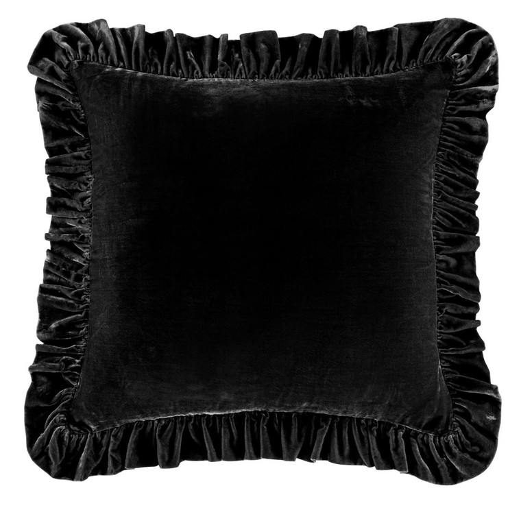 Stella Black Silk Velvet Euro Sham - 840118806008