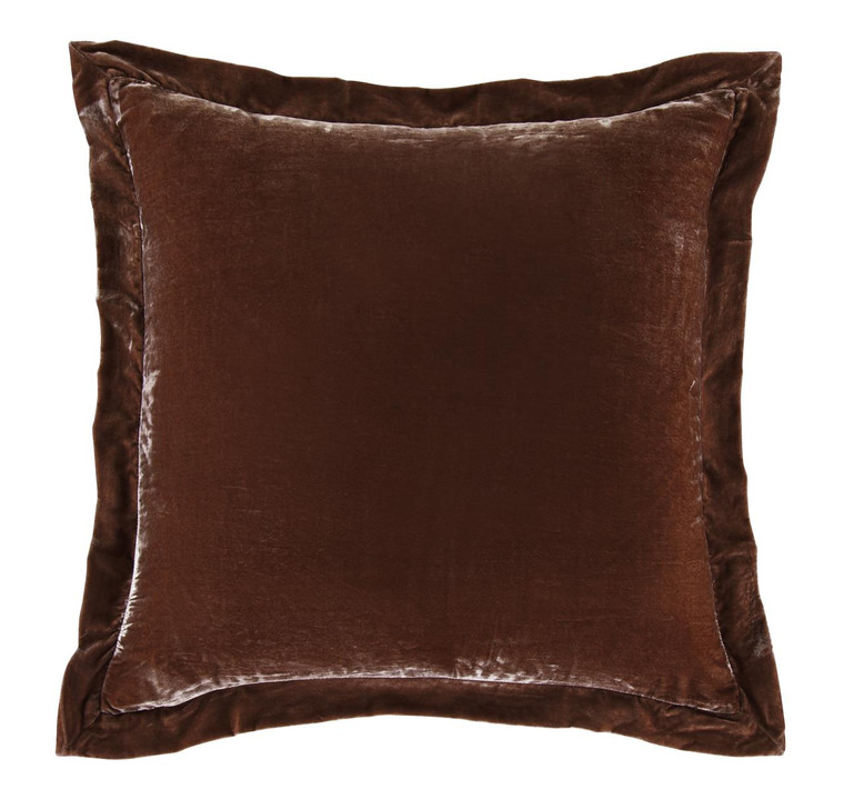 Stella Copper Brown Silk Velvet Flanged Euro Sham - 840118810487