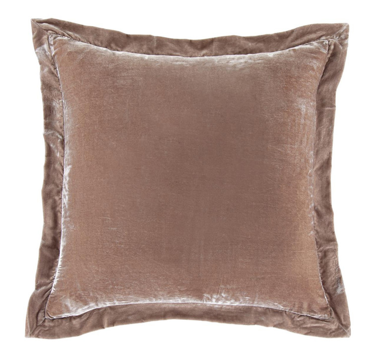 Stella Dusty Rose Silk Velvet Flanged Euro Sham - 840118810494