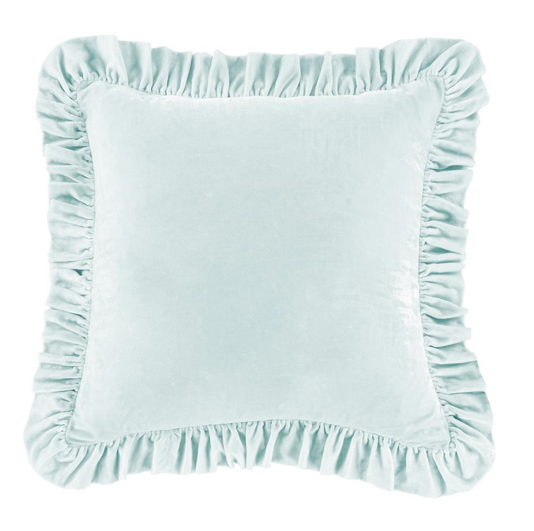 Stella Icy Blue Silk Velvet Euro Ruffled Sham - 840118808002