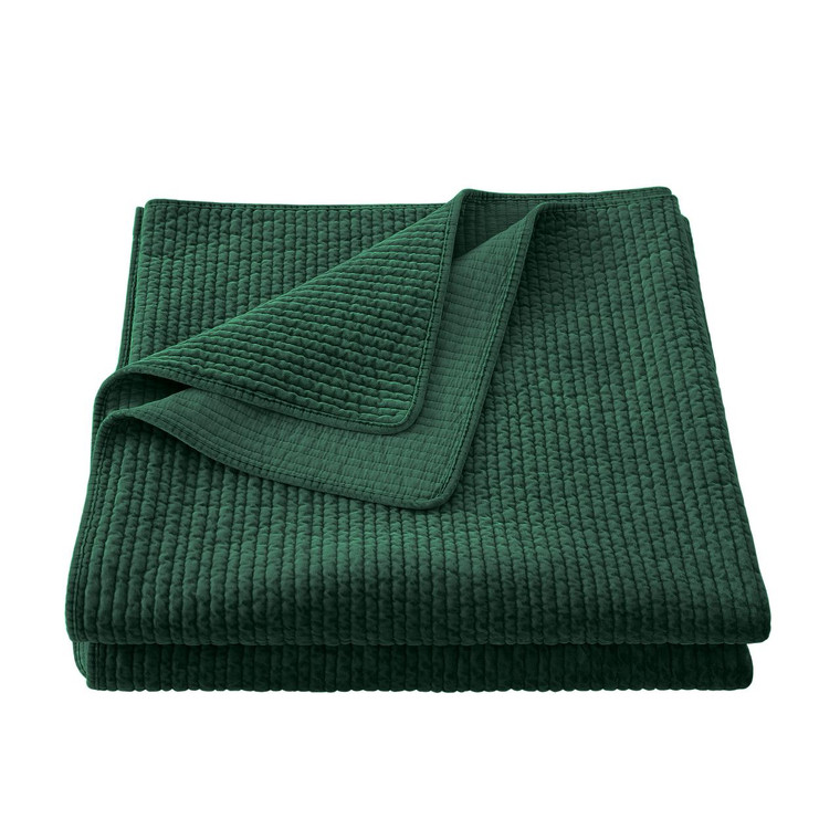 Stonewashed Cotton Emerald Velvet Quilt - 819652029259