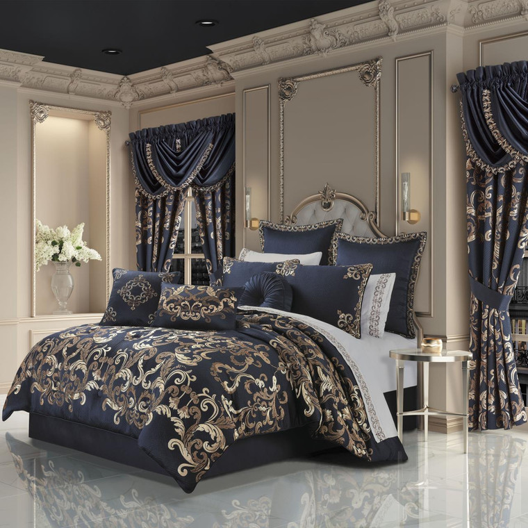 Caruso Royal Blue Comforter Set - 193842129111
