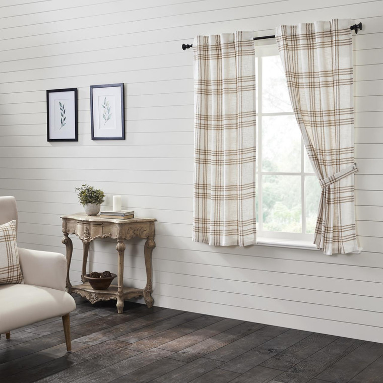 Wheat Plaid Short Curtain Pair - 840233900803