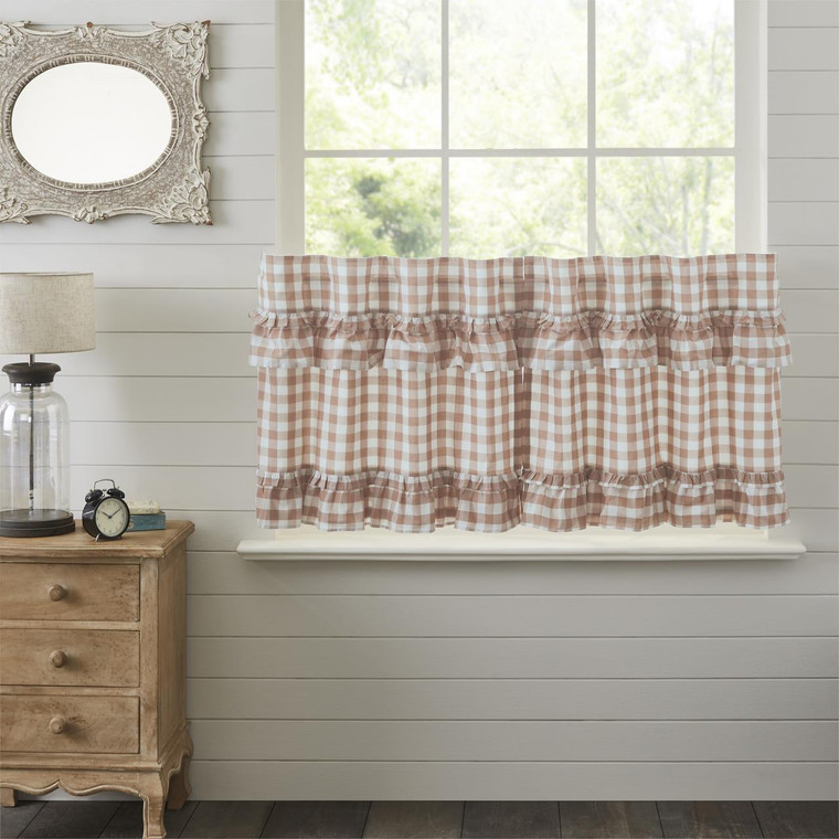 Annie Buffalo Portabella Check Ruffled Tier Curtain Pair - 810055893287