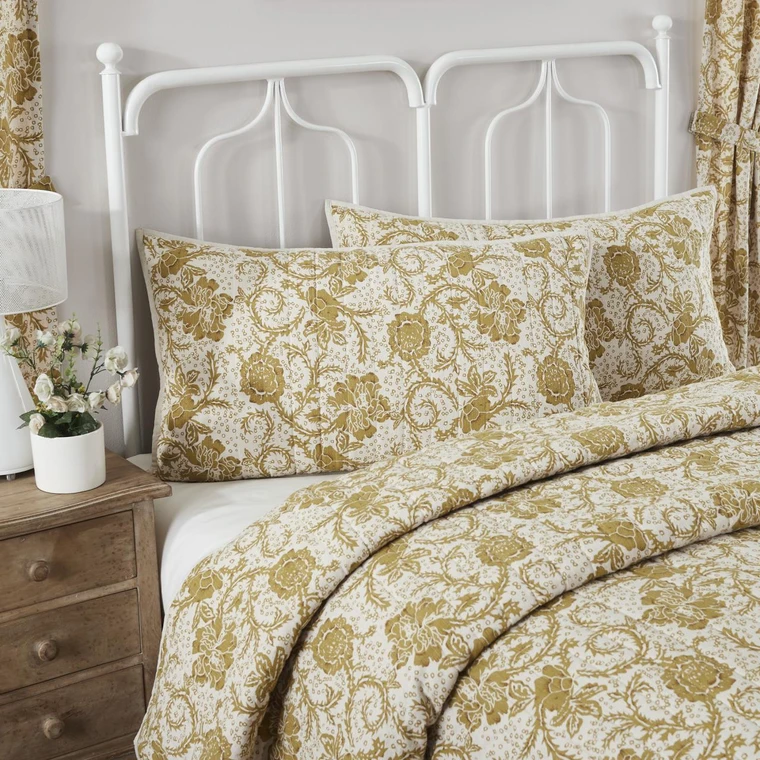 Dorset Gold Floral Quilted Sham - 840233904504