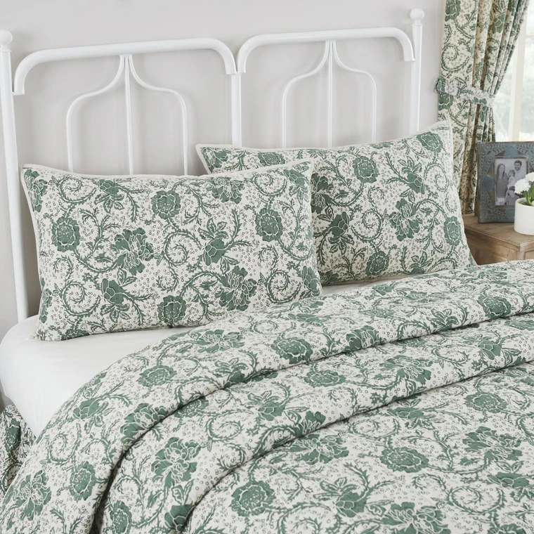 Dorset Green Floral Quilted Sham - 840233904757