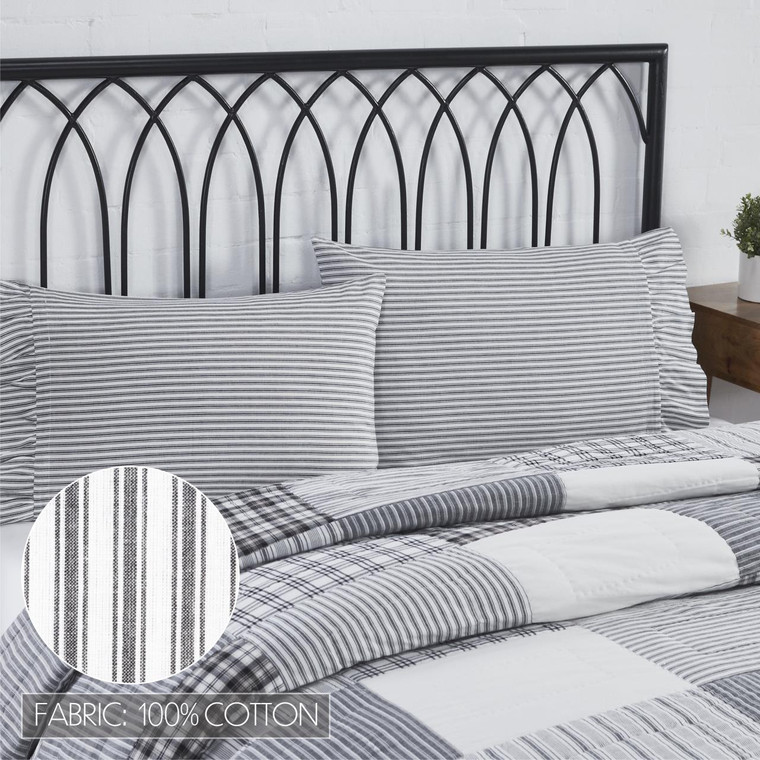 Sawyer Mill Black Ticking Stripe Pillow Case Pair - 810055899951