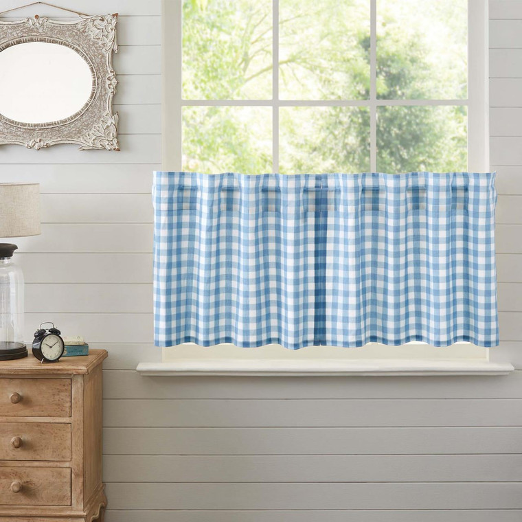 Annie Buffalo Blue Check Tier Curtain Pair - 810055892693