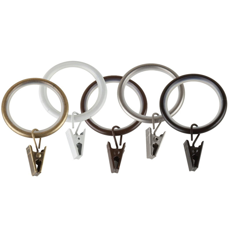 Noise Canceling Curtain Rings w/ Clips Set - 194367119458