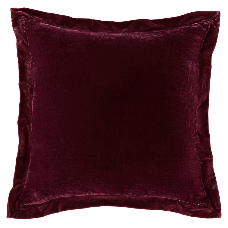 Stella Faux Silk Velvet Garnet Red Flanged Euro Sham - 840118817646