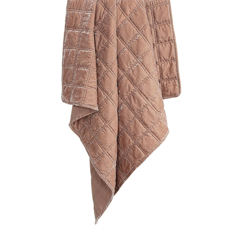 Stella Faux Silk Velvet Double Box Stitch Dusty Rose Throw Blanket - 840118817721
