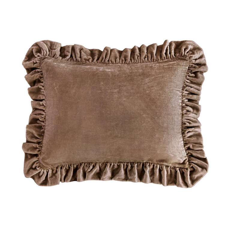 Stella Dusty Rose Silk Velvet Ruffled Dutch Euro Pillow - 840118815369
