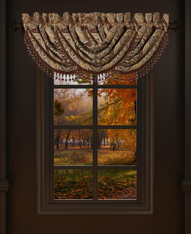 Bordeaux Crimson Waterfall Valance - 193842145401